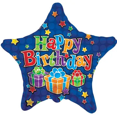 Blue Star Shaped Happy birthday Balloon