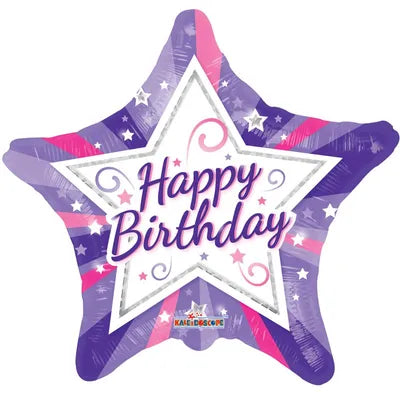 Happy Birthday - Purple Star Balloon