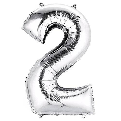 Silver Number Balloon