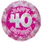 Pink Holographic Happy Birthday Balloons