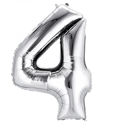 Silver Number Balloon