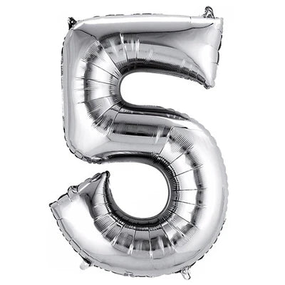 Silver Number Balloon