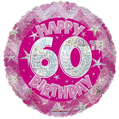 Pink Holographic Happy Birthday Balloons