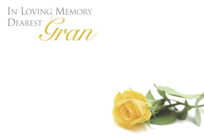 In Loving Memory Dearest Gran - Yellow Rose