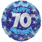 Blue Holographic Happy Birthday Balloons