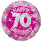 Pink Holographic Happy Birthday Balloons