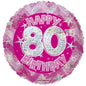 Pink Holographic Happy Birthday Balloons