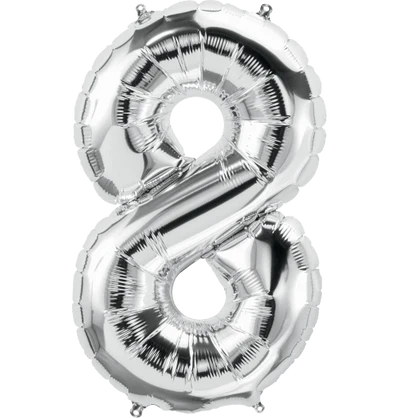 Silver Number Balloon